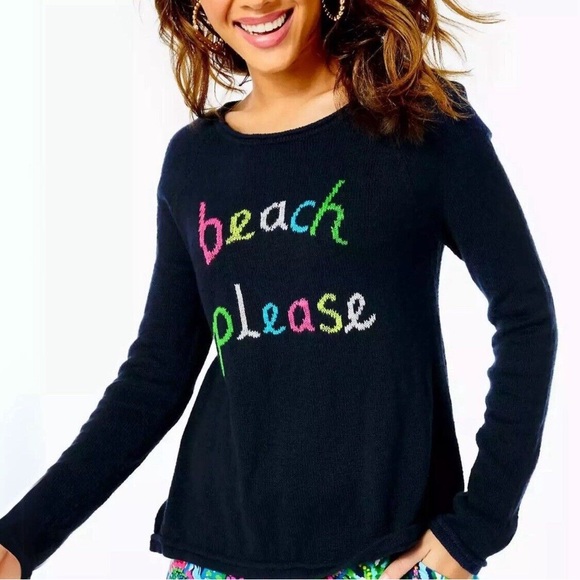 Lilly Pulitzer Sweaters - Lilly Pulitzer Beach Please Navy Blue Crewneck Danette Sweater in Size M